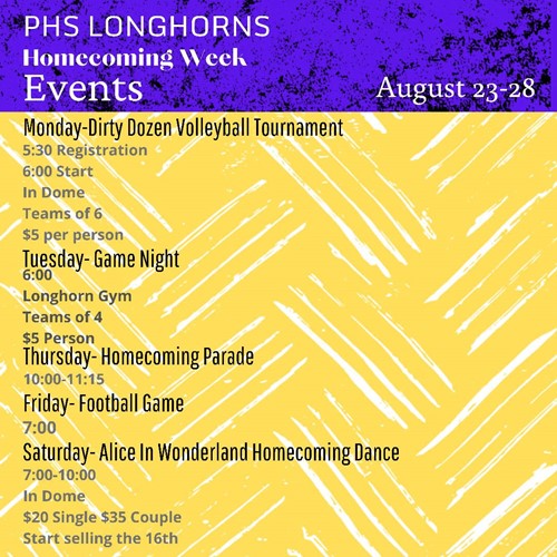 PHS Homecoming Week Events